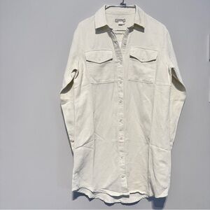 NWT Outerknown Button Down Long Sleeve Shirt Dress / Cream / XS